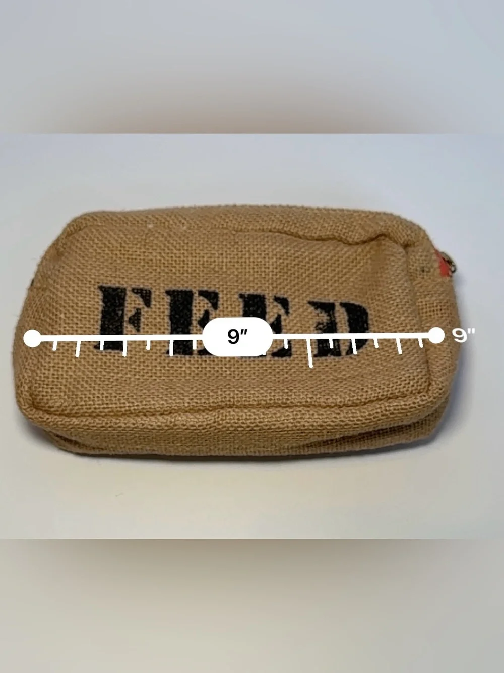 FEED Projects Natural Burlap Jute Cosmetic Pouch Makeup Travel Bag